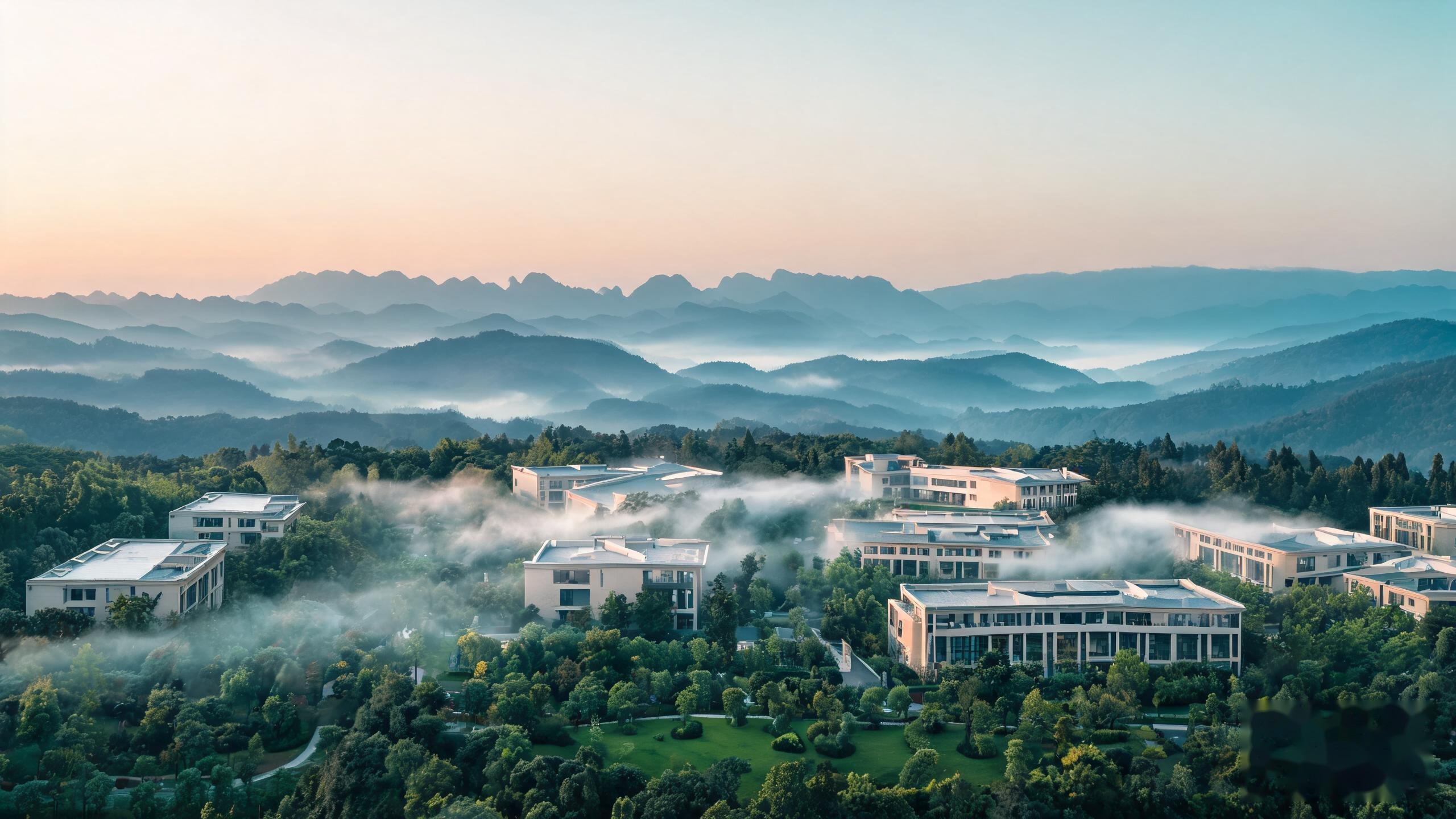 Deyun health industry campus at dawn